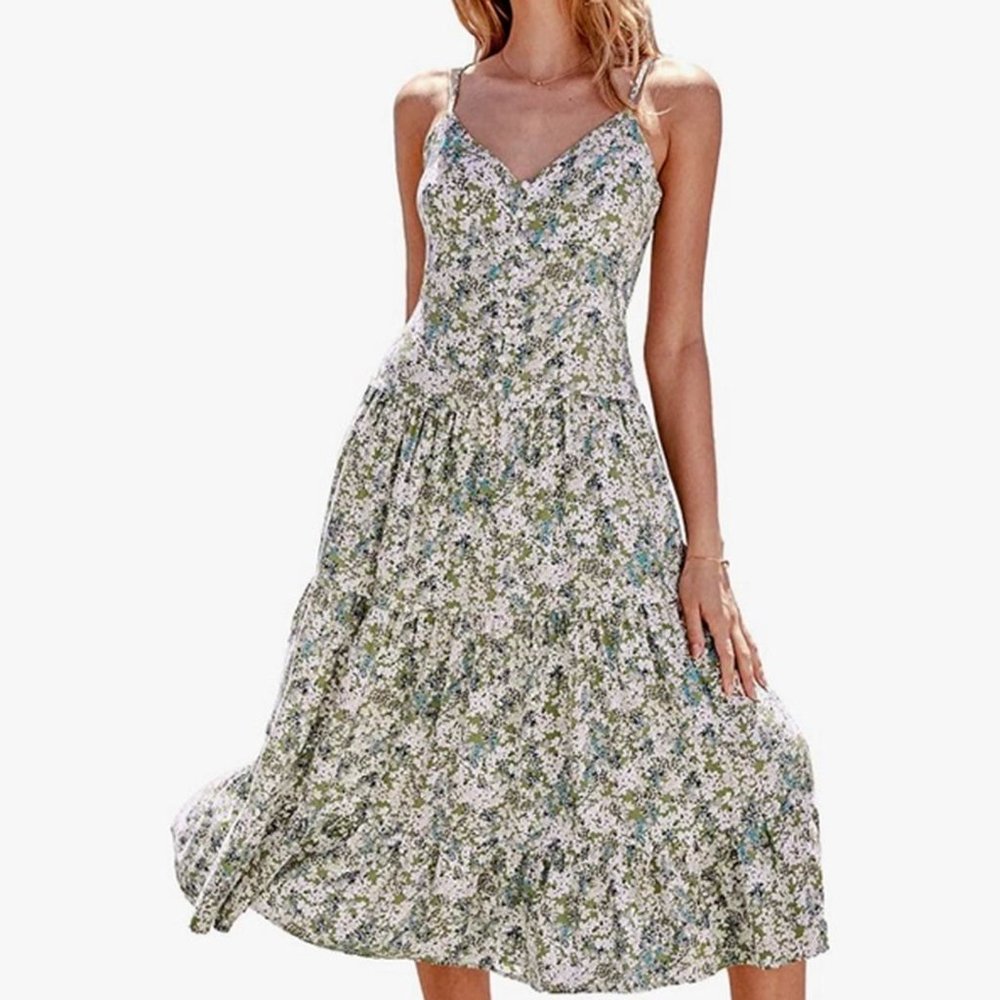 New with Tags Cupshe Floral Midi Dress - Perfect for Beach Vacations!